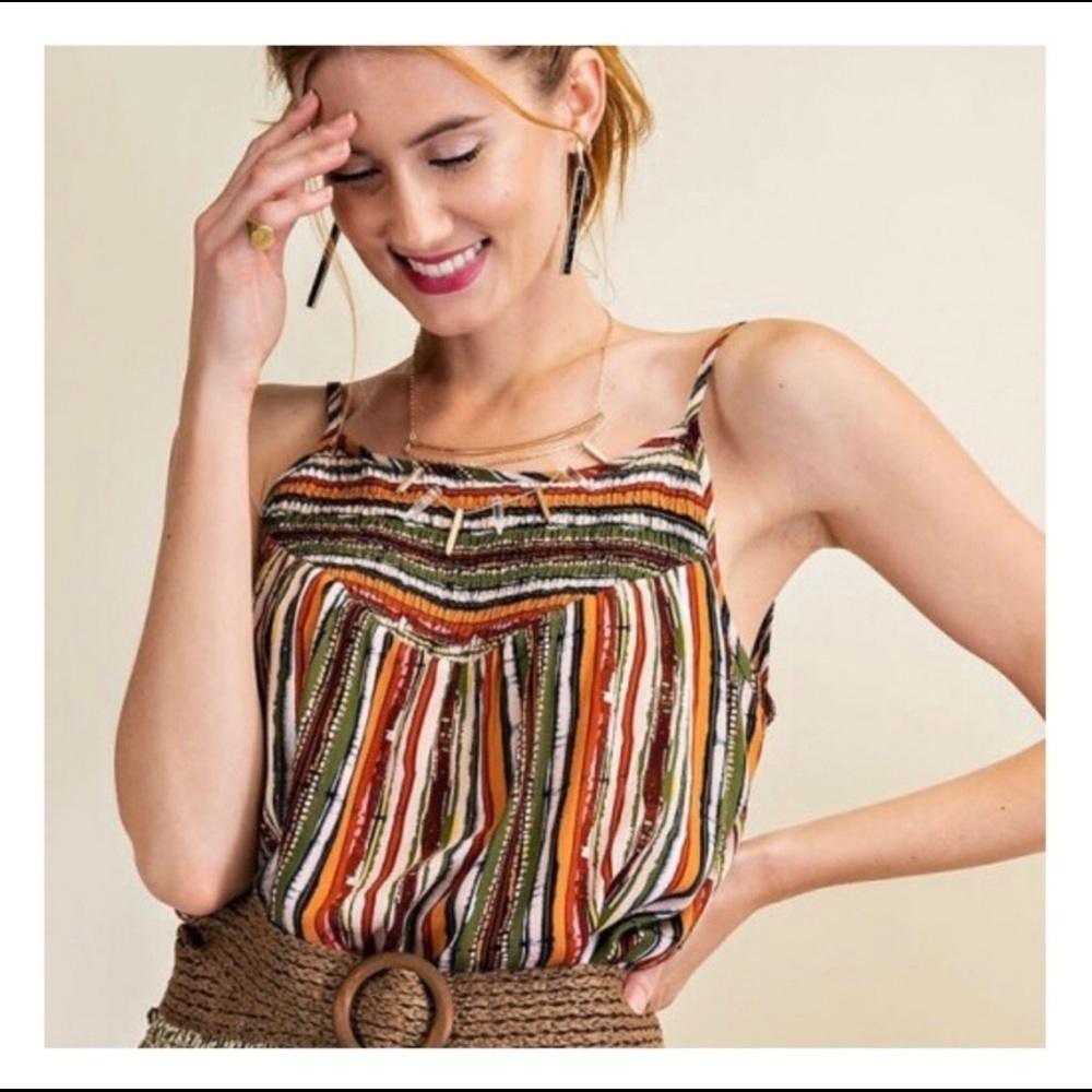 The SERAFINA Striped Smocked Top-LAST ONE ☝️